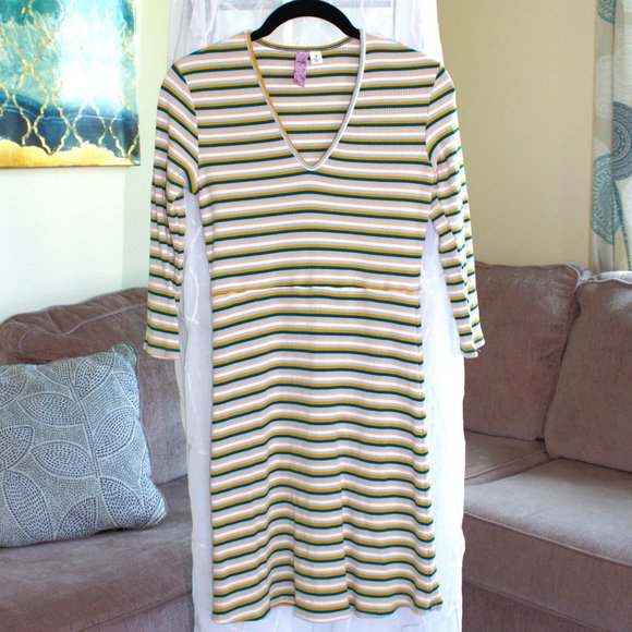 Alya Collection by Francesca's | Ribbed Striped Form Fitted Dress - Picture 1 of 5